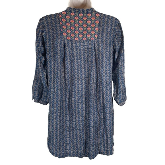 Fabindia rayon blend printed tunic blouse pullover women’s small - Picture 2 of 8